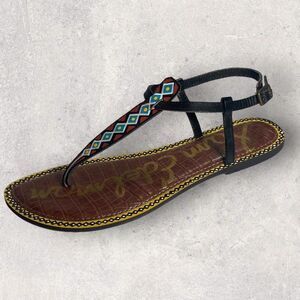 Sam Edelman Gigi Saddle Painted Tribal Leather Thong Sandal Women Size‎ 8